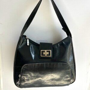 Vintage Danier Leather Hobo Shoulder Bag in Black